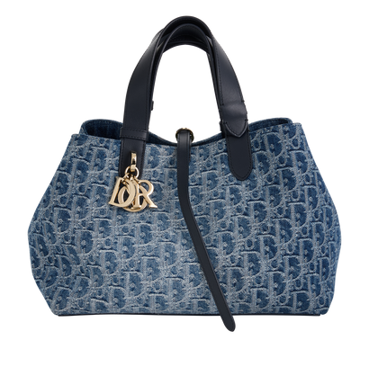 Medium Toujours, £1,950, Handbags, Blue, Denim, Front view